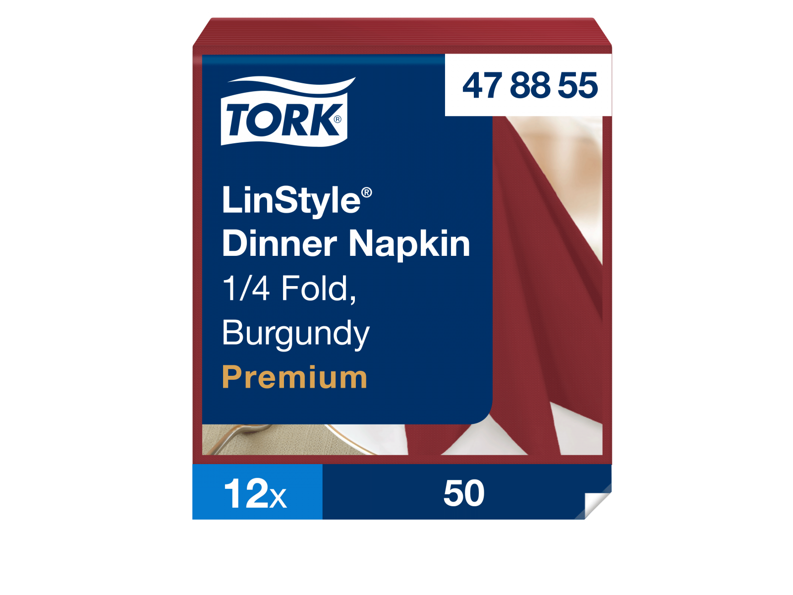 Serwetki Tork LinStyle&reg; 478855 Bordo 39x39 Karton 600 serwetek (12 x 50) Składana 1/4